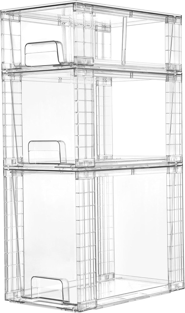 3 Pack Stackable Storage Drawers Easily Assemble Acrylic Bathroom Undersink