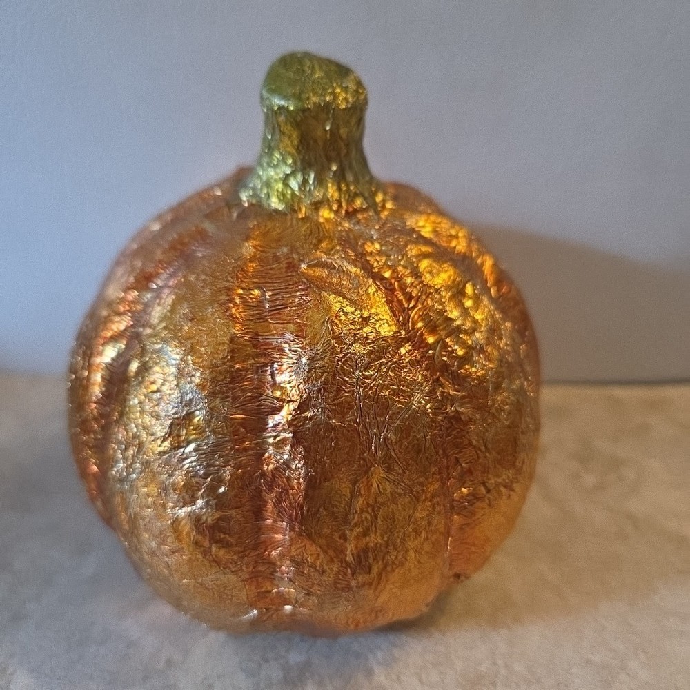 Pumpkin Covered with Foil Fall Halloween Decor Decoration 4.5"