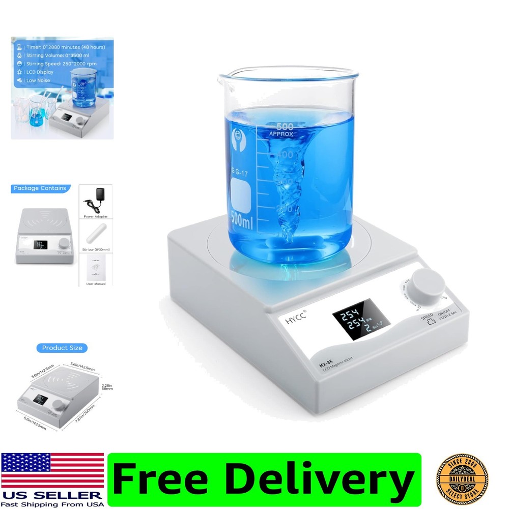 Digital Magnetic Stirrer Laboratory Stir Plate Plate with Timing Function LCD...