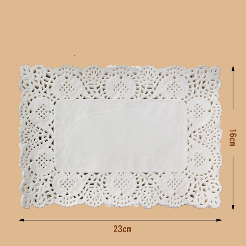 150Pcs White Rectangular Lace Paper Doilie White Coasters Baking Placemat Craft