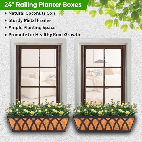 Deck Balcony Railing Planter Window Boxes - Pack Planter Box, 24 Inch 3