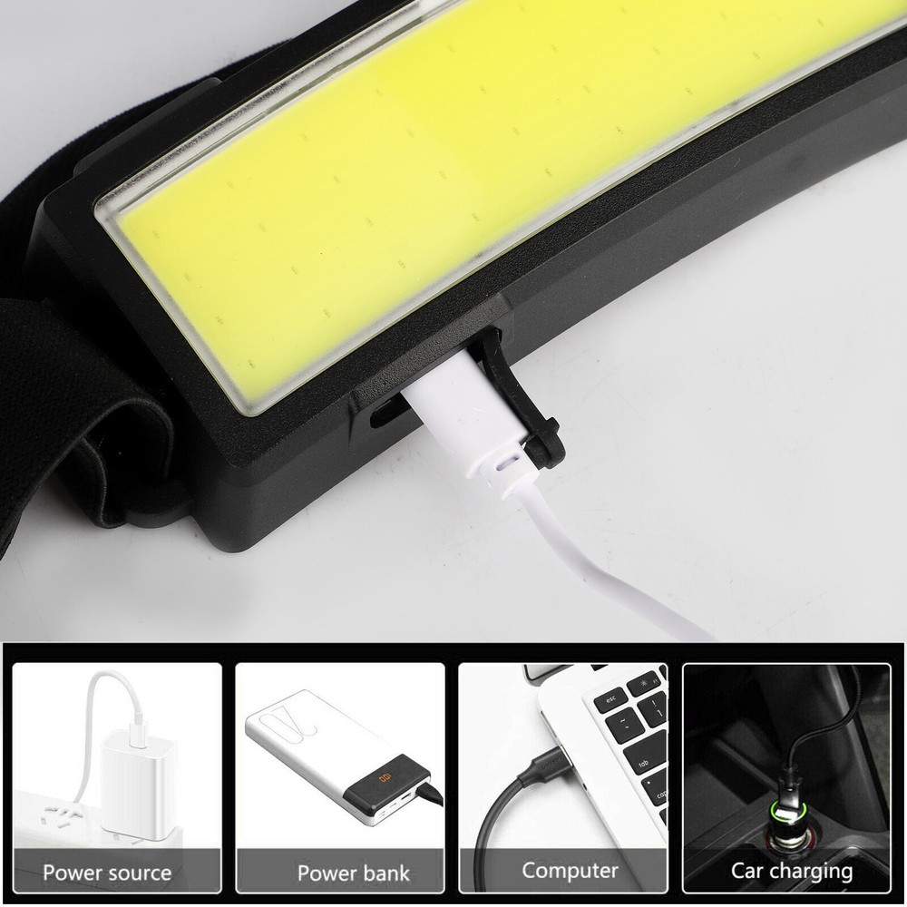 USB Rechargeable COB LED Headlamp Headlight Torch Work Light Camping Lamp