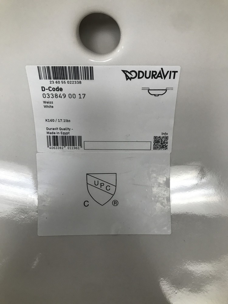 Duravit 0338490017 D-Code 20" Oval Undermount Sink with Overflow - White
