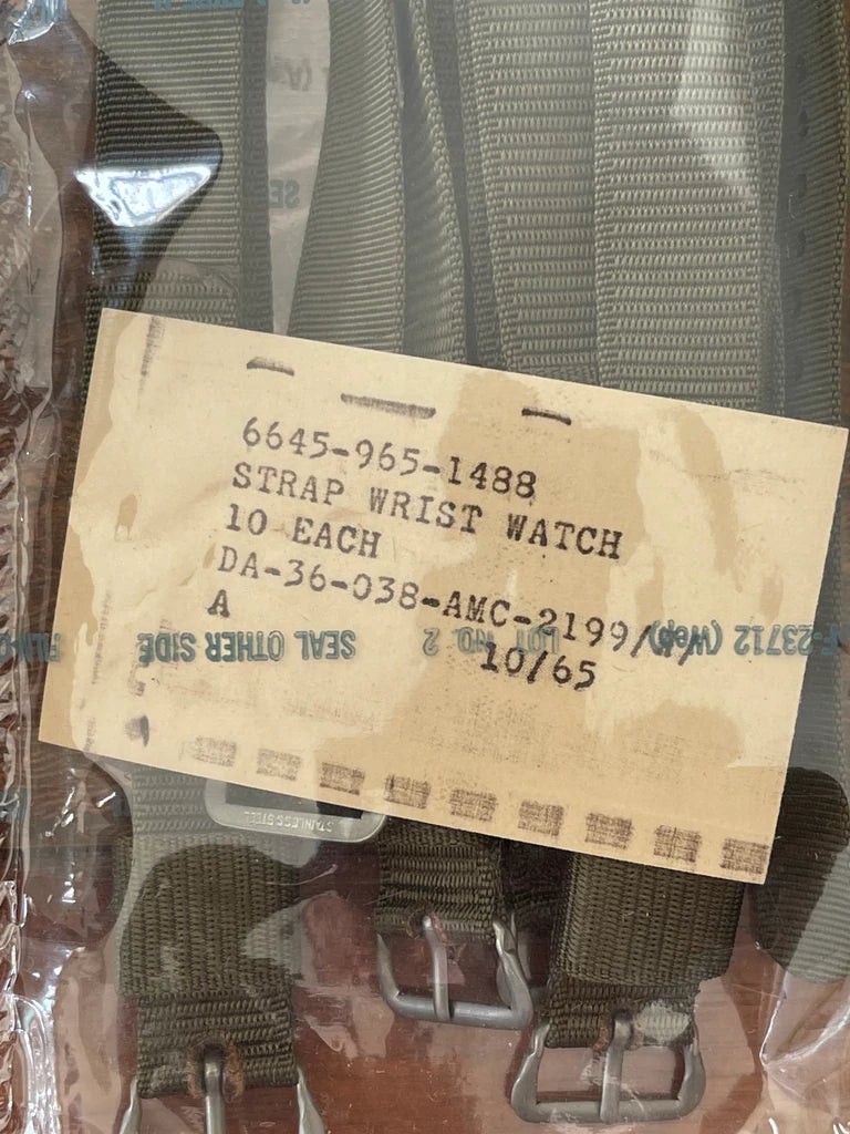 1965 NOS 16MM Vietnam War US military nylon watch strap OD green: 60 years old!