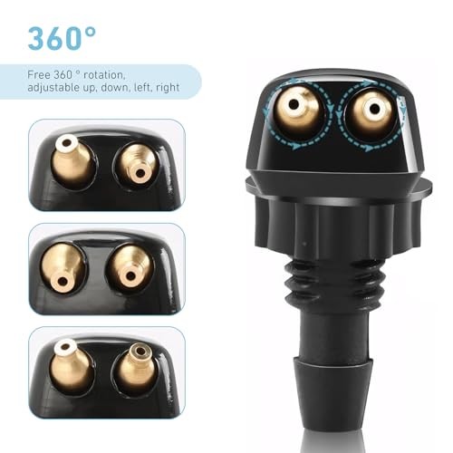 2 PCS Car Front Windshield Washer Nozzles, Aimable Straight Column Spray