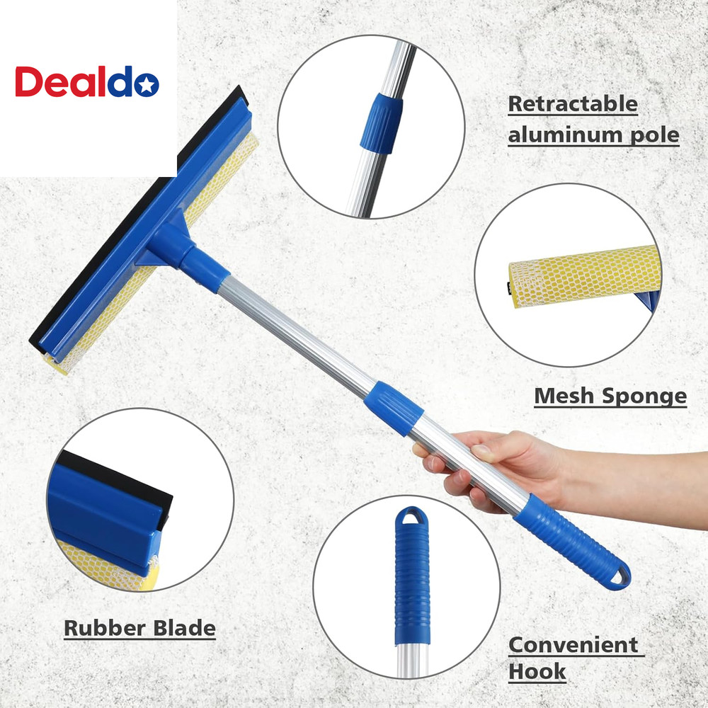 Professional Window Squeegee,2 in 1 Squeegee Window Cleaner with Long Stainless