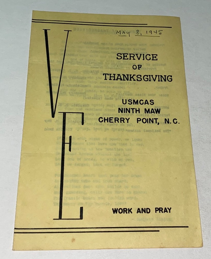 Rare Antique American WWII Marine Corps Air Station 9th Maw Thanksgiving Program