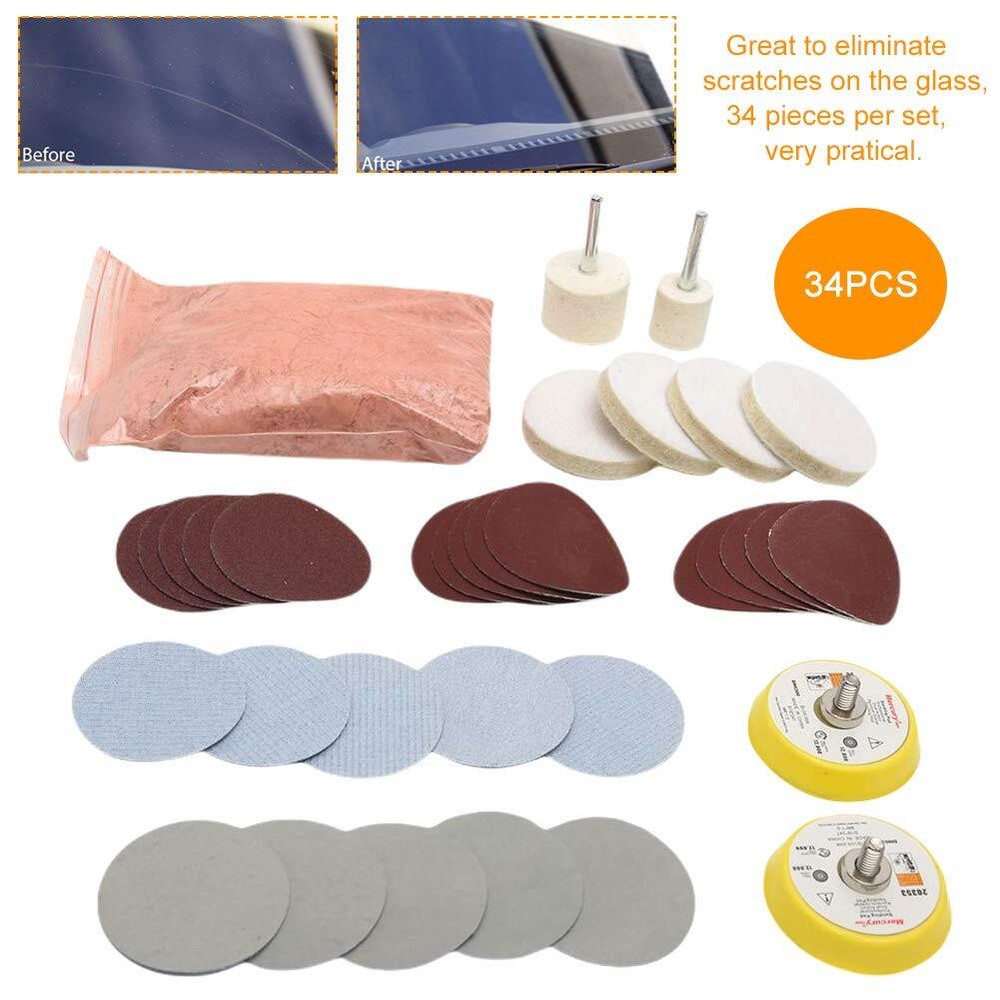 Glass Polishing Kit 34PcsSet Scratch Removal Set Deep Remover