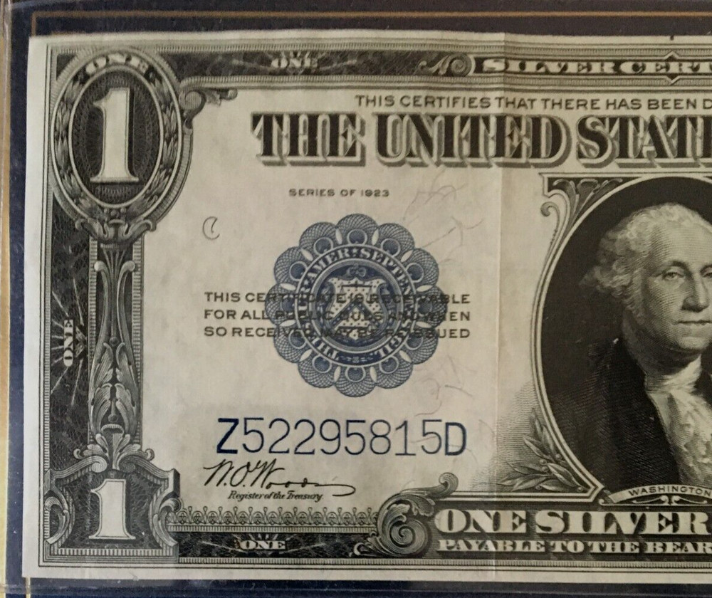 1923 $1 SILVER CERTIFICATE US LARGE NOTE, WOODS/WHITE 9113