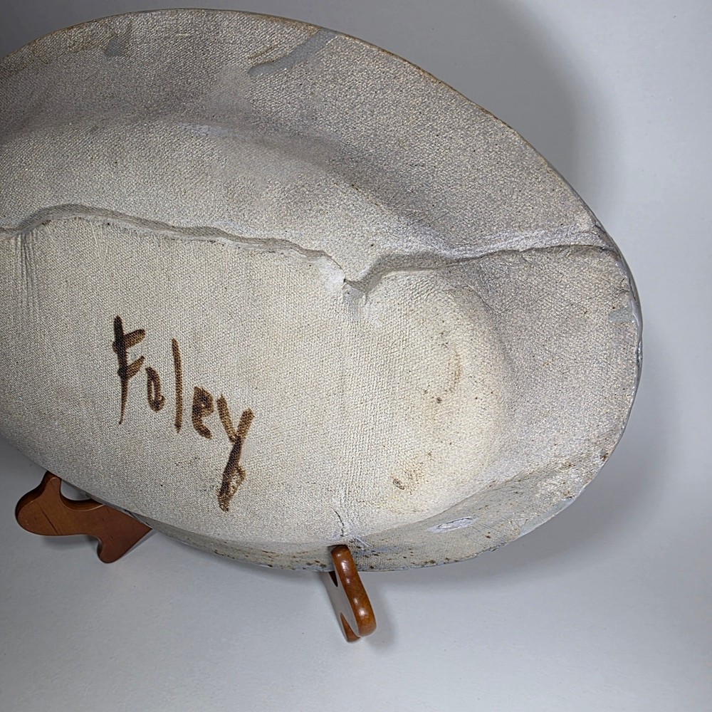 Signed Foley Studio Pottery Oval Platter 13.5" Handcrafted Stoneware