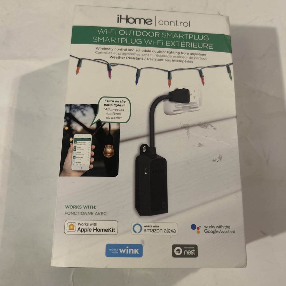 iHome Control Wifi Outdoor Water Resistant Smart Plug Alexa Google ISP100B