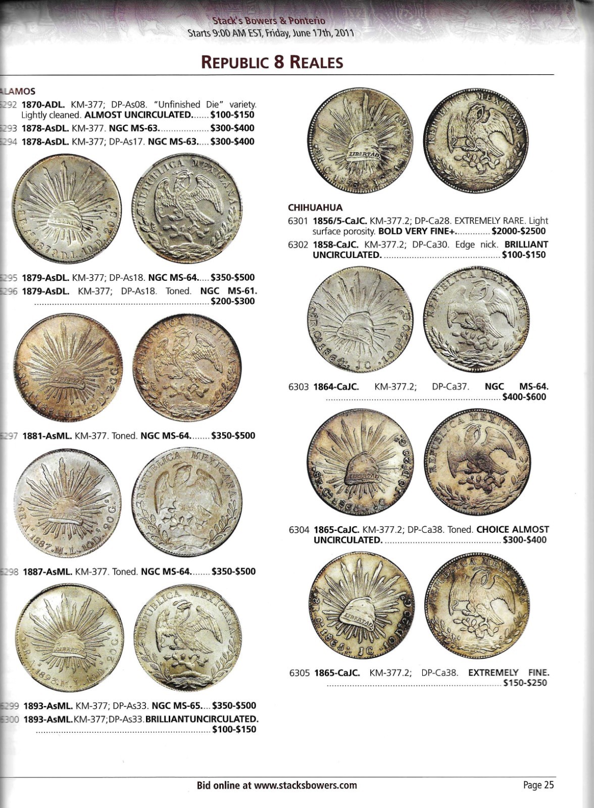 EXTENSIVE MEXICAN COINAGE IN THIS CATALOG