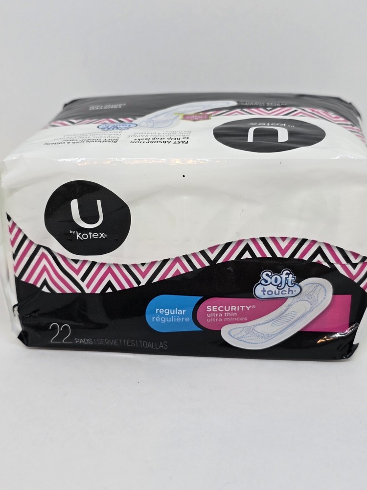 U BY KOTEX REGULAR ULTRA THIN PAD SOFT TOUCH 22 COUNT NEW