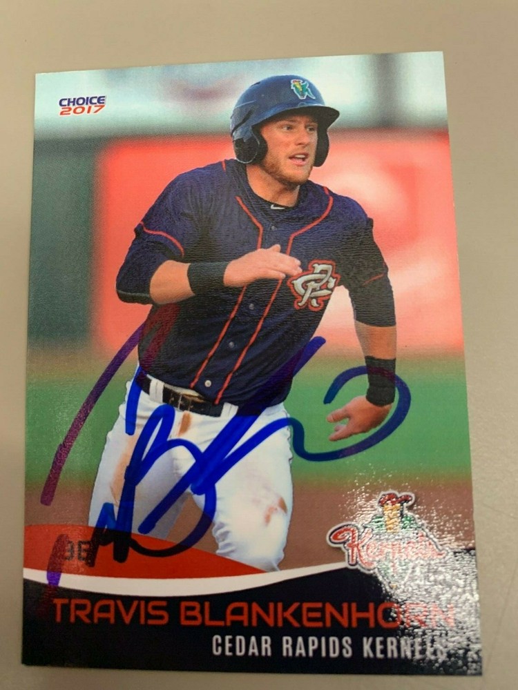 Travis Blankenhorn 2017 Signed Cedar Rapids Kernels  Team Card