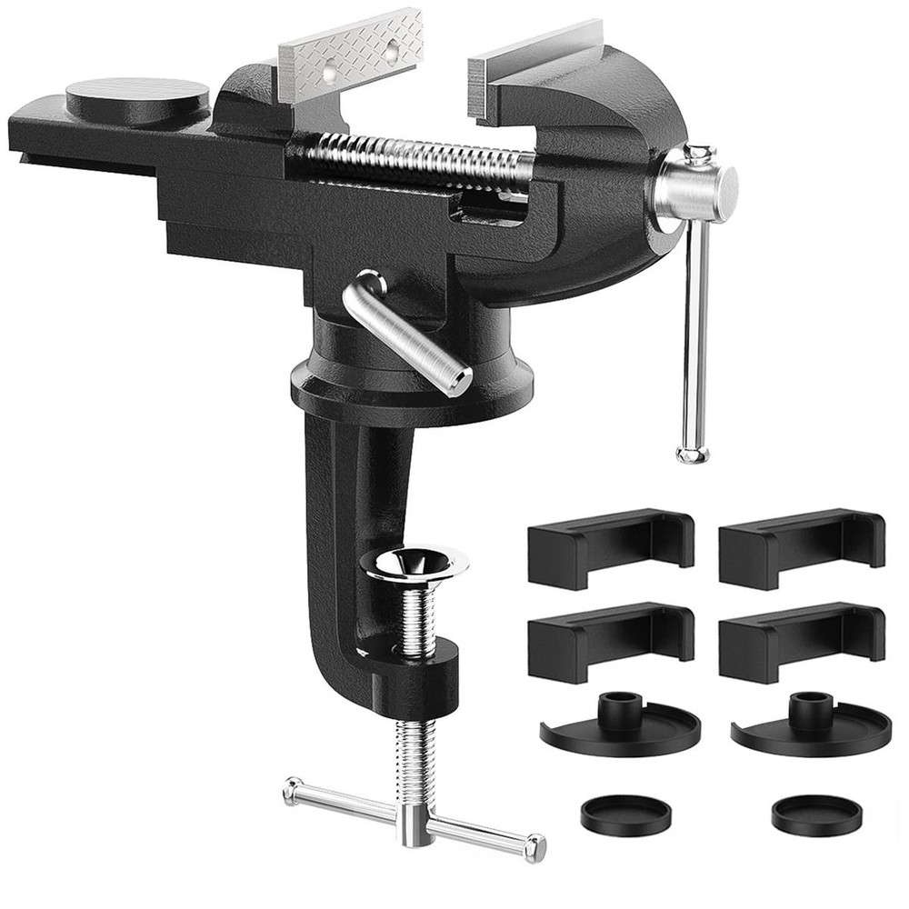 Housolution 3 Inch Universal Swivel Base Table Vise, 360°Rotating Bench Cla