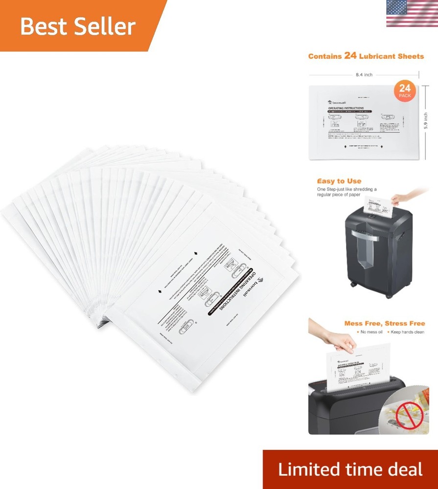 Professional Shredder Maintenance: 24-Pack Lubricant Sheets for All Models
