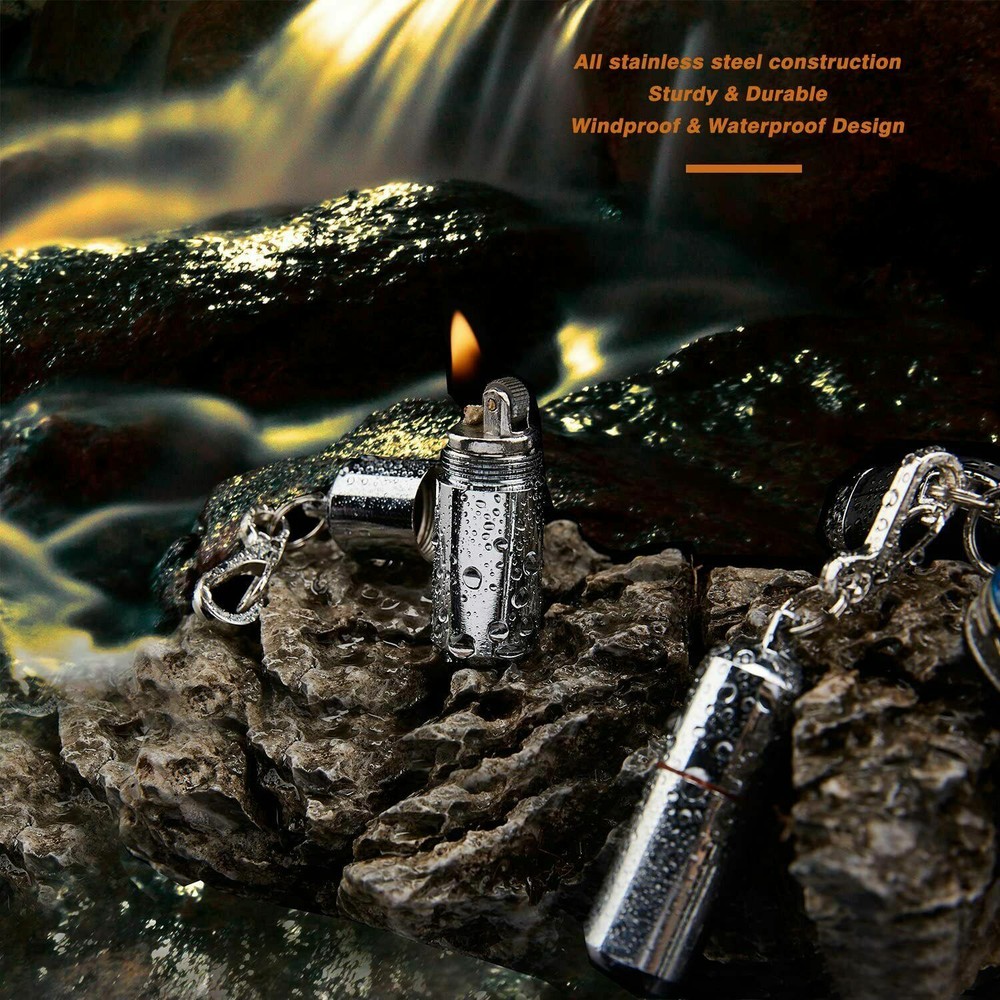 2 Pcs EDC Peanut Waterproof Keychain Lighter for Fire Starter Emergency Survival