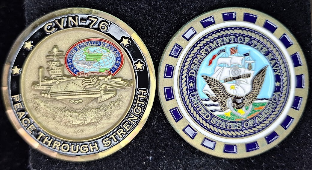 CVN-76 USS RONALD REAGAN - Peace Through Strength - Navy Challenge Coin