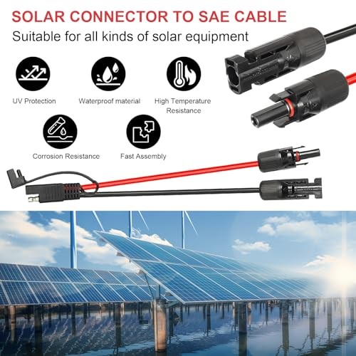Solar Panel to SAE Adapter Cable - 10AWG Solar Extension Cable for RV 20FT