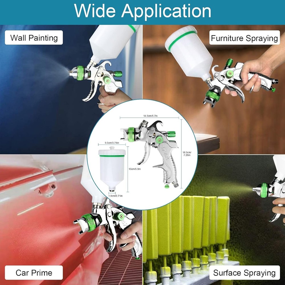 Paint Sprayer 1.4mm Tip with Replaceable 1.7mm 2.0mm Nozzle