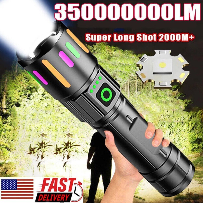 350000000 Lumen Super Bright LED Tactical Flashlight Rechargeable Work Light%%#