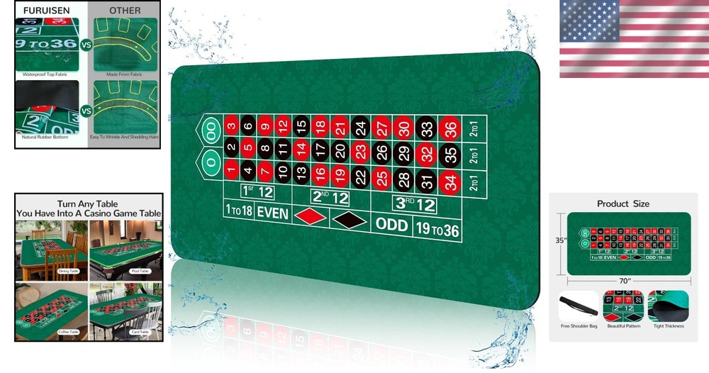 Durable Foldable Roulette Table Mat 70'' x 35'' - Perfect for Home & Outdoor Fun