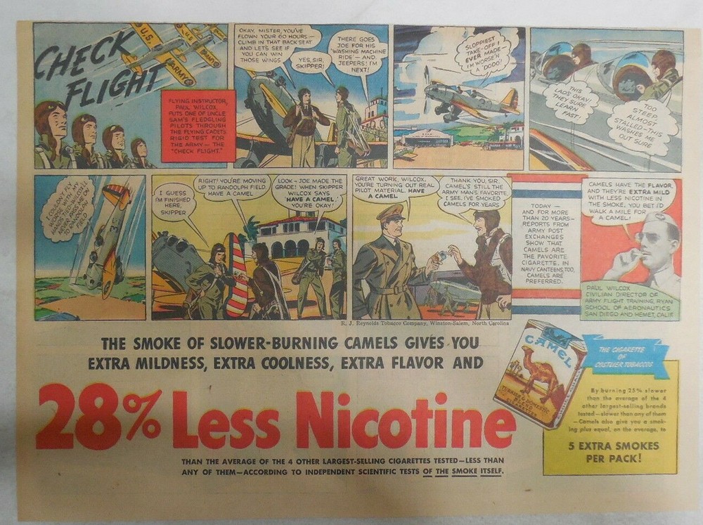 WW 2 Camel Cigarette Ad: Flight Instructor Training ! Size: 11 x 15 inches