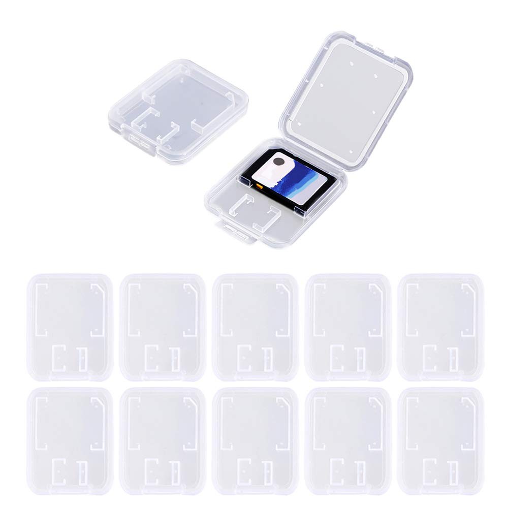 10 Pack Plastic Memory Card Case Storage Boxes Compatible with SD SDHC SDXC