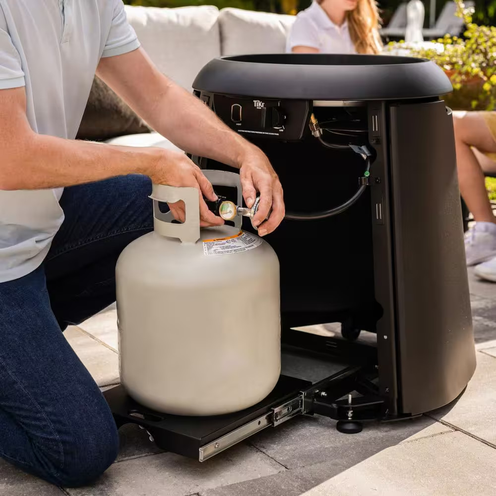 Customizable 27.4 In. Propane Fire Pit Table - Includes Tabletop Insert and Lava