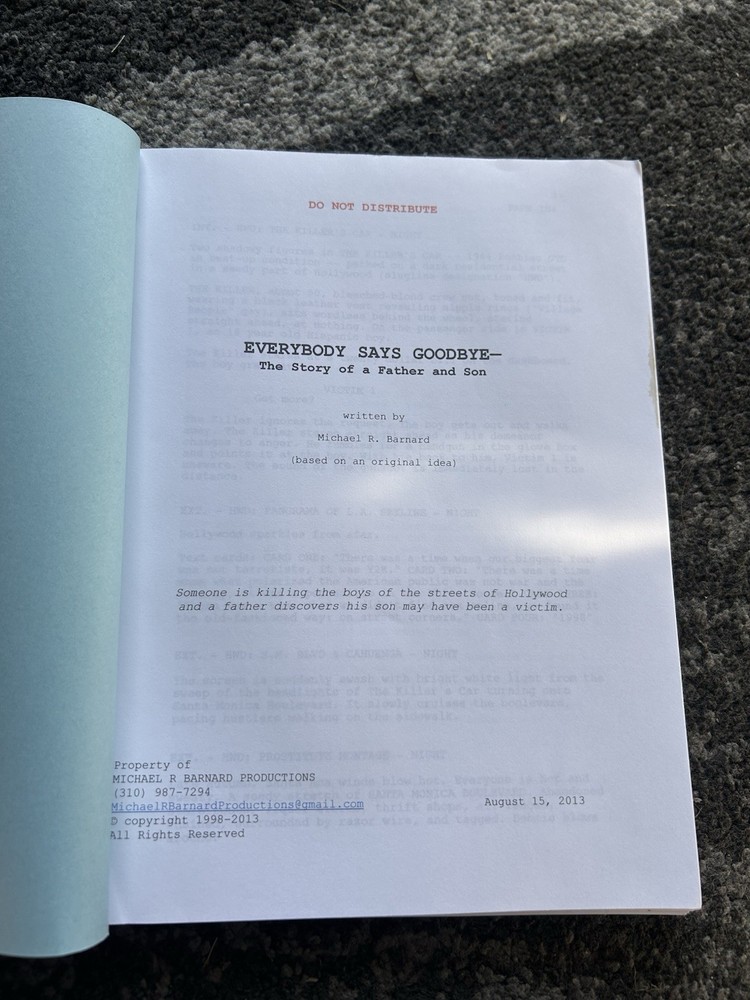 Everybody Says Goodbye Original Script Screenplay 2013