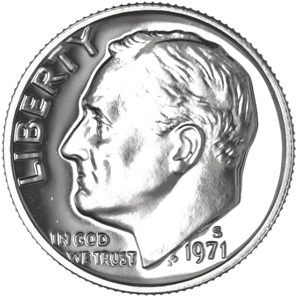 1971 S Roosevelt Dime Gem Proof CN-Clad