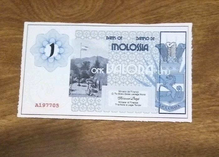 US Micronation Molossia 1 Valora Banknote UNC
