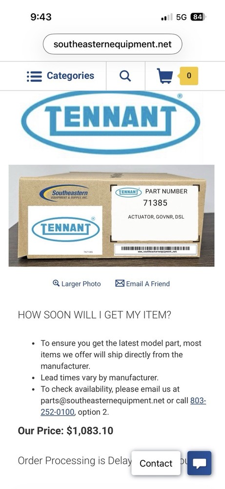 Tennant 71385 Actuator