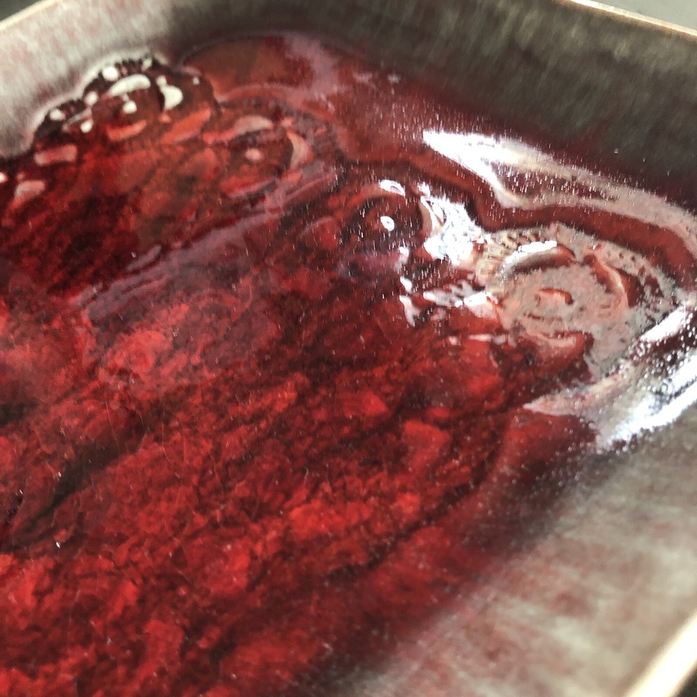 Bantam Tileworks 18” x 8.25” Rectangle Textured Glossy Deep Red Serving Platter