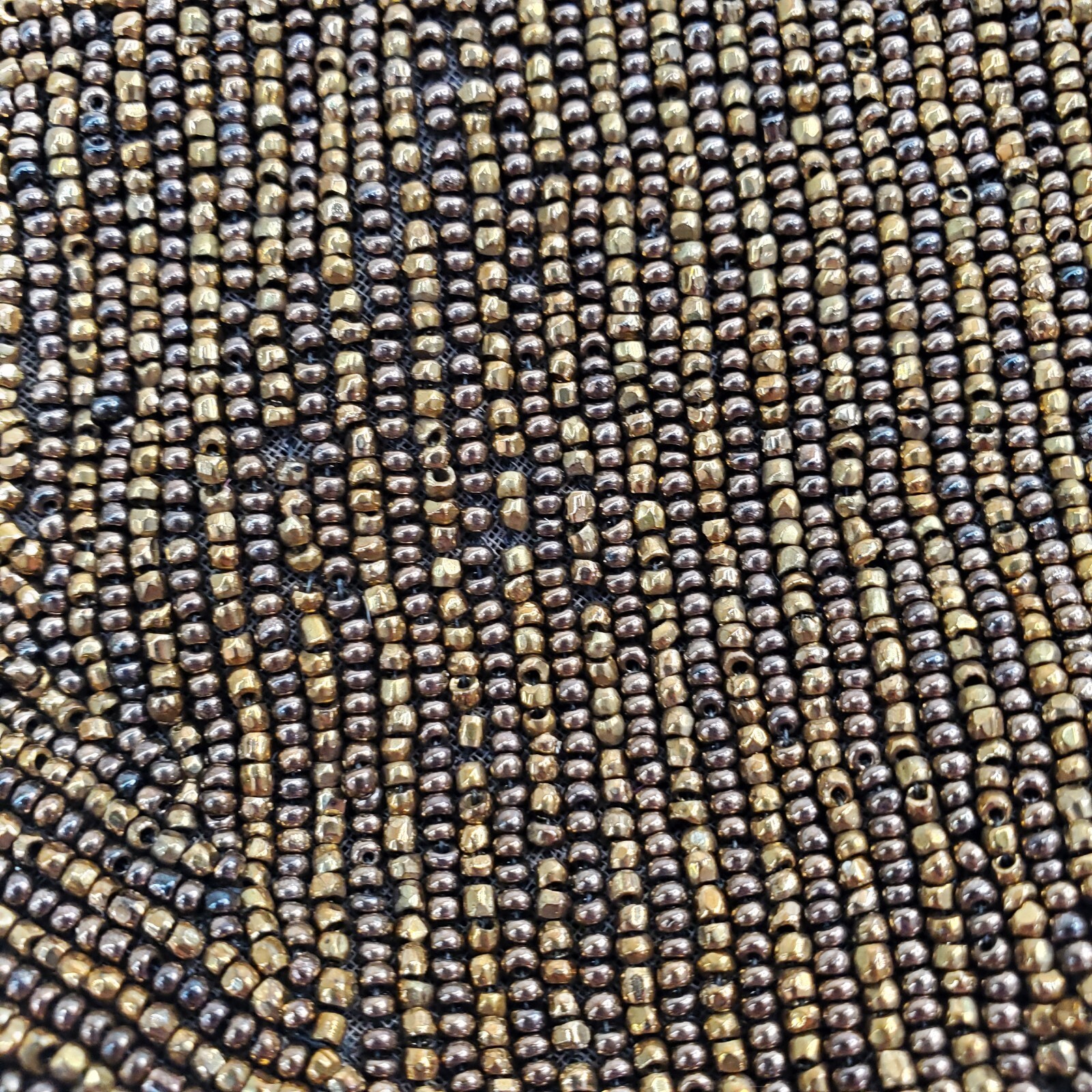 Joseph Horne Pittsburgh Belgium Brown Beaded Evening Bag Handle Twist Top Lock