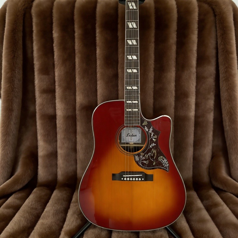 Cutting acoustic electric guitar hummingbird cherry burst built-in pickups