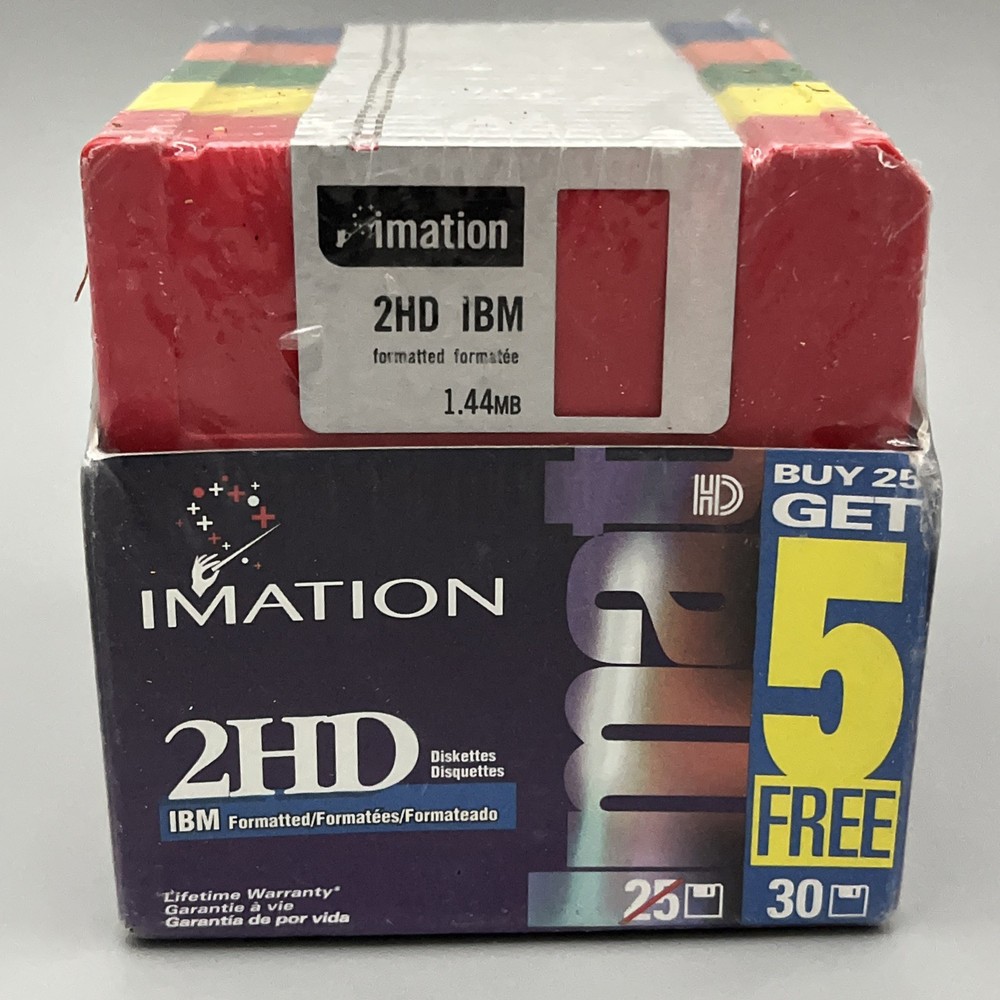 Imation IBM 30 Formatted 1.44MB Rainbow Diskettes New Sealed