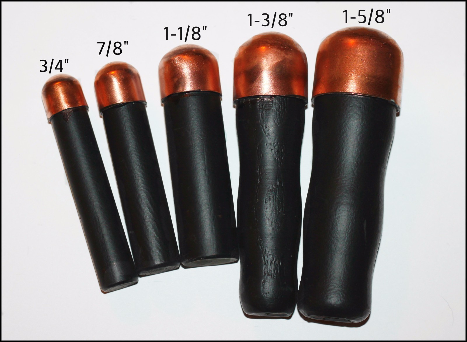 5 Piece Lead Filled Bopper Set - Copper Billets, Flint knapping tools, arrowhead