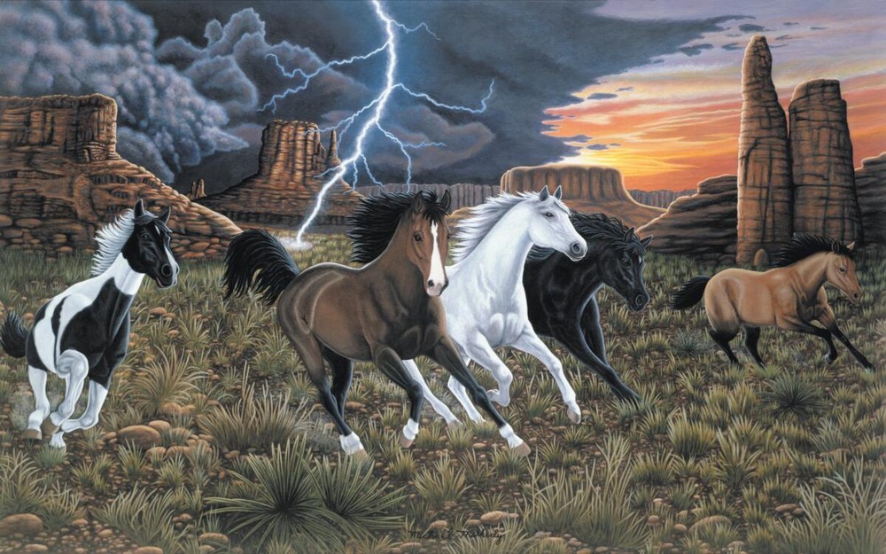 Ceramic Backsplash Tile Mural Horse Animal Equine Kitchen/Bathroom - Thunder Run