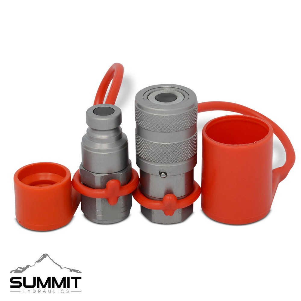 1/4″ Flat Face Hydraulic Quick Connect Coupler Set, 3/8″ SAE Thread