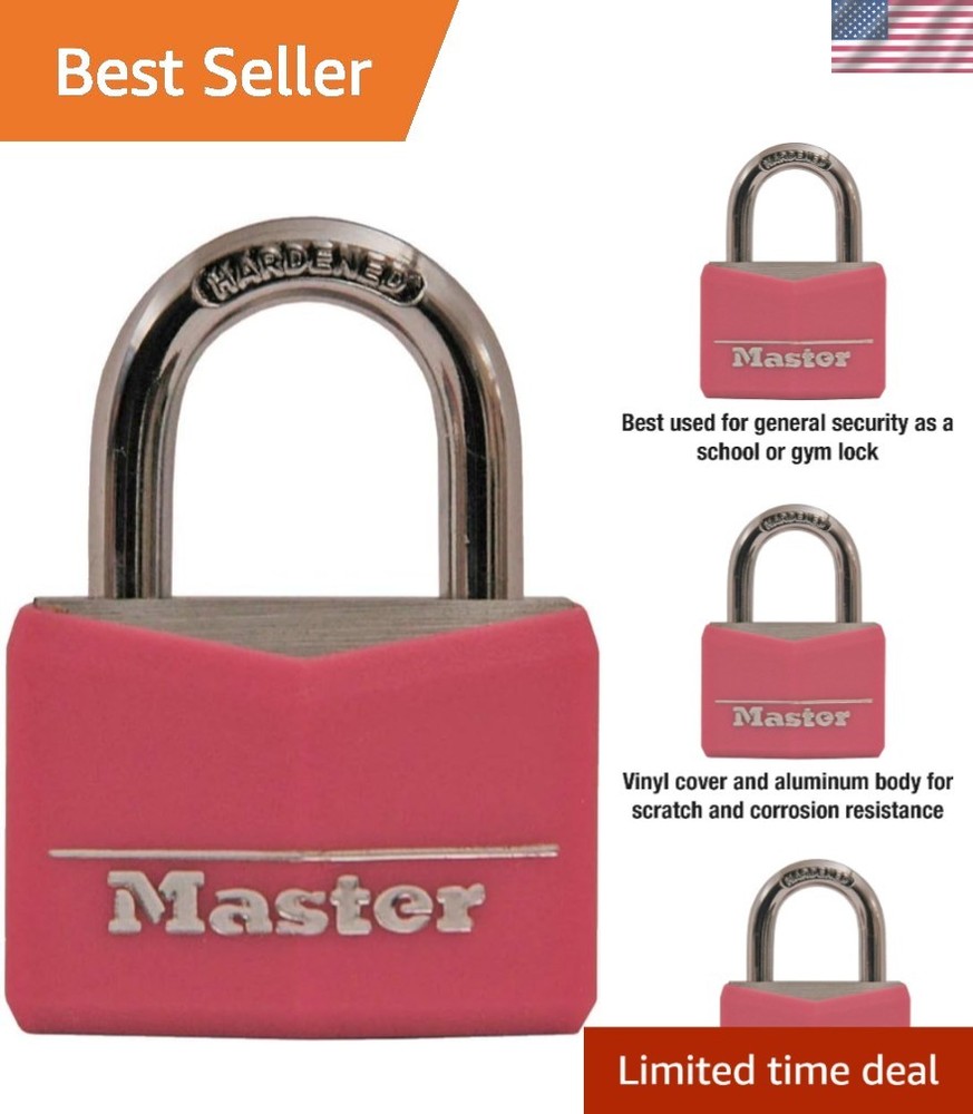 Compact Pink Keyed Padlock for Gym & School Lockers - Enhanced Security Features