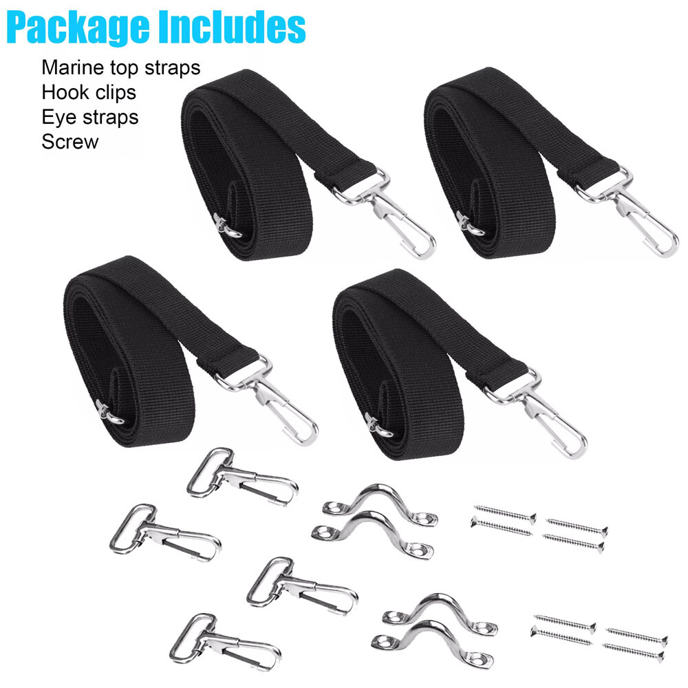 4Pcs 28" To 60" Top Tie Down Webbing Straps For Bimini With Loop Snap Hook HOT