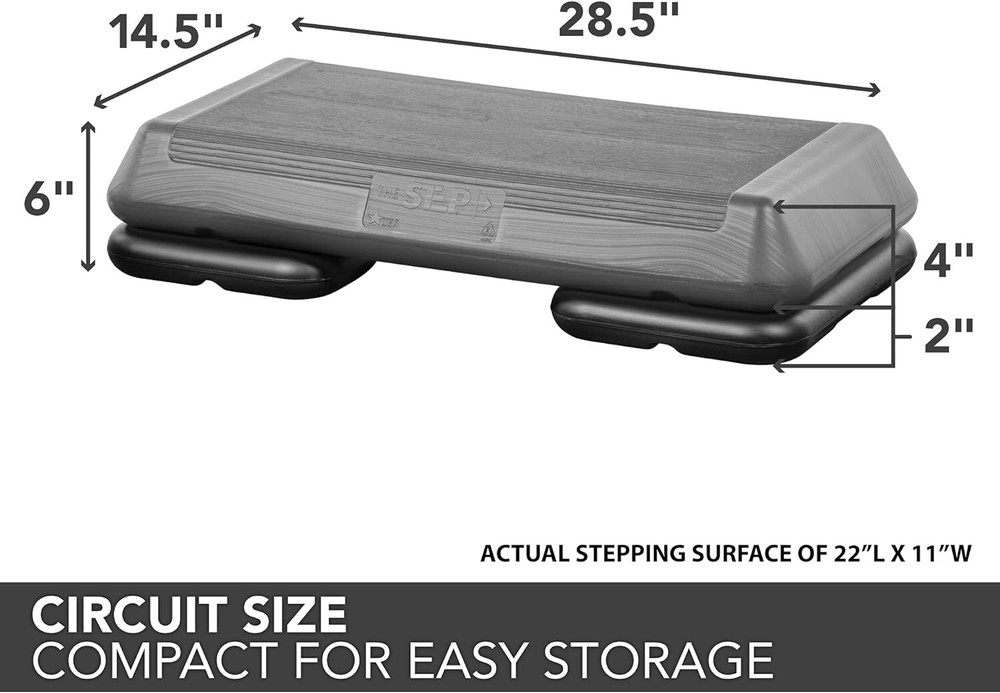 Adjustable Circuit Size Aerobic Step Platform with 2 Risers for Home Workouts