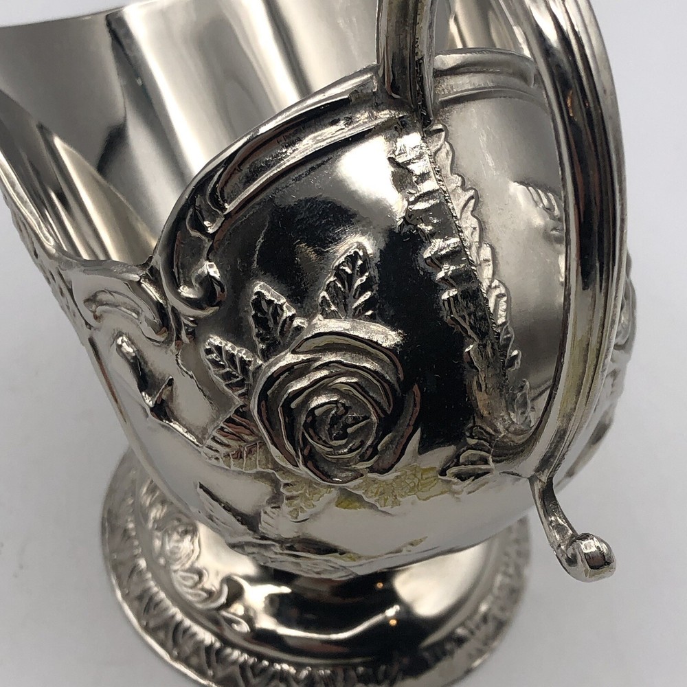 Silverplate Embossed Sugar Scuttle Vintage Rose Design