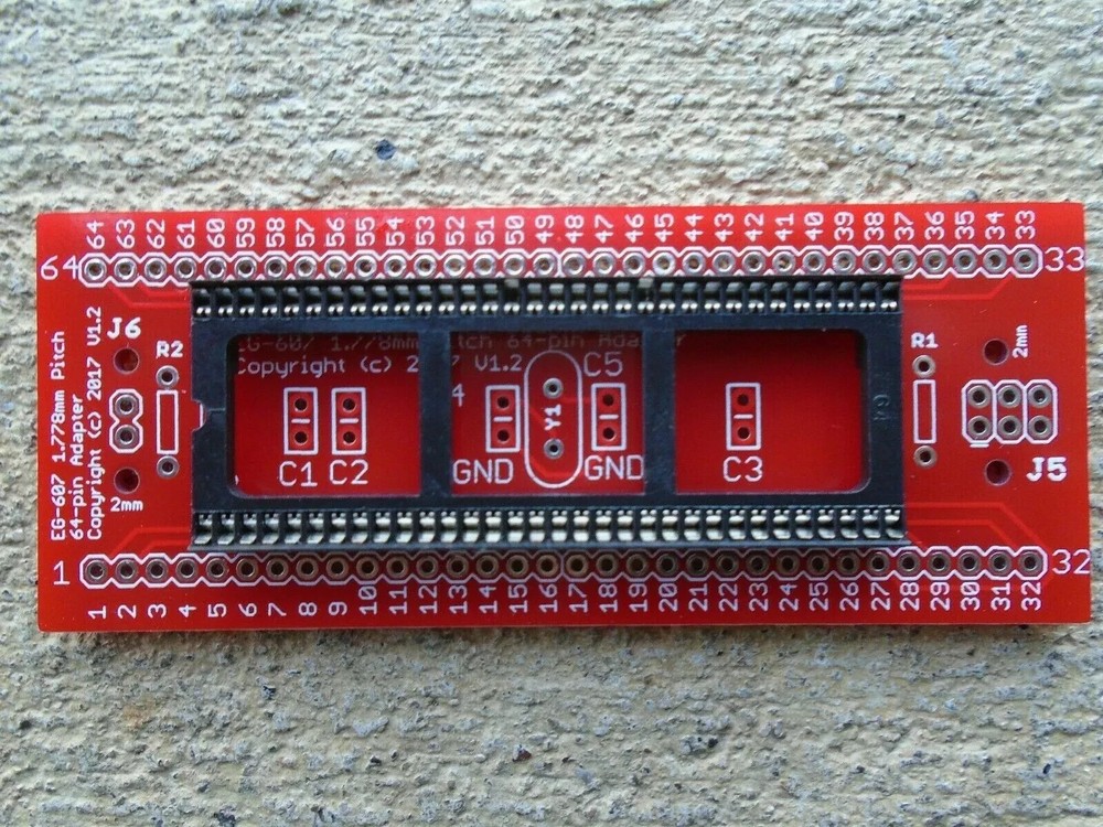 64-pin 1.778mm pitch to 2.54mm PDIP format PCB adapter --REGULAR VERSION