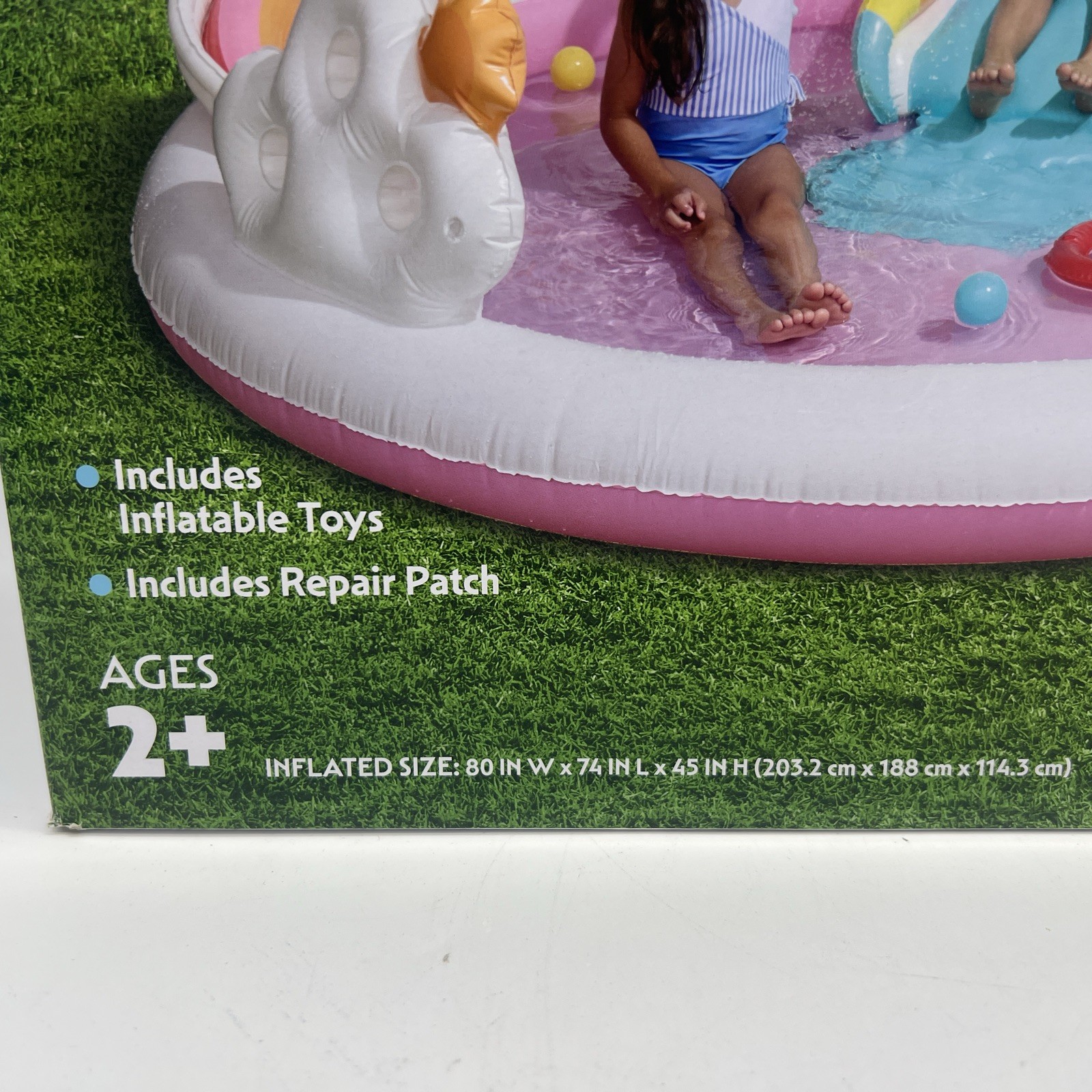 New Bluescape Rainbow Unicorn Play Center Fun Slide Pool 6ft 8in Age 2+ FreeS&H