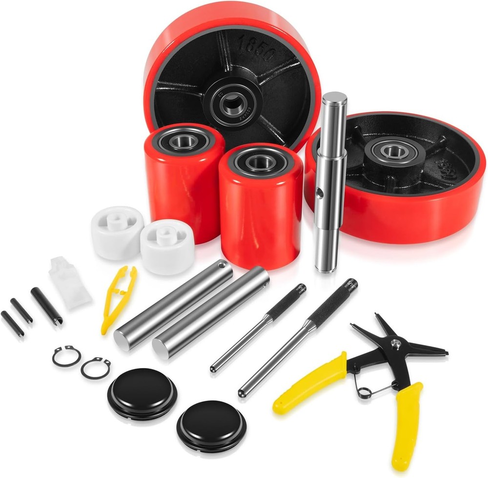 Pallet Jack Wheels Kit, Steering Wheels 7"x 2" Pair, Load Roller 3" x 3.75" Pair
