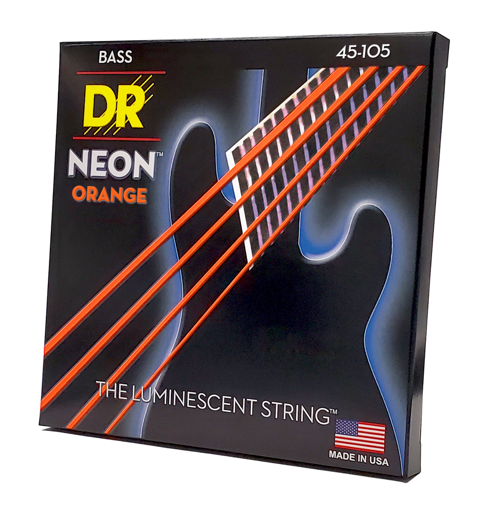 DR Strings HI-DEF NEON ORANGE Colored Bass Strings: Medium 45-105 [NOB-45]