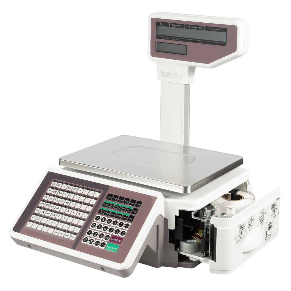 Commercial Digital Food Price Computing Scale 66lbs with Dual Label Printer Fast