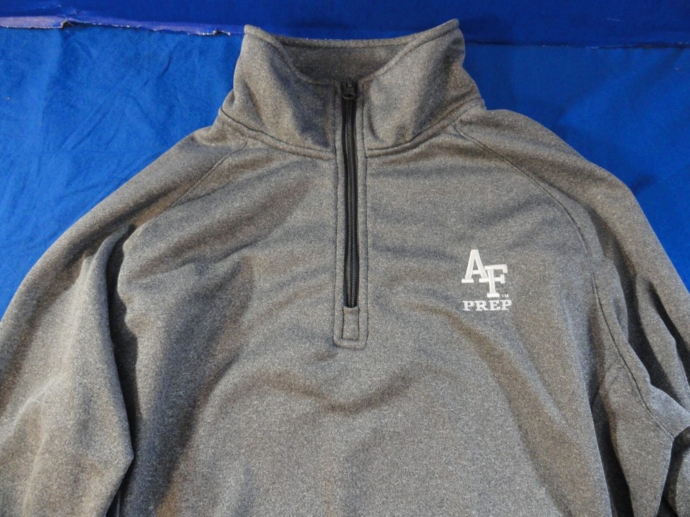 USAF AIR FORCE PREP GRAY QUARTER ZIP PULLOVER LIGHTWEIGHT ATHLETIC SWEATER S
